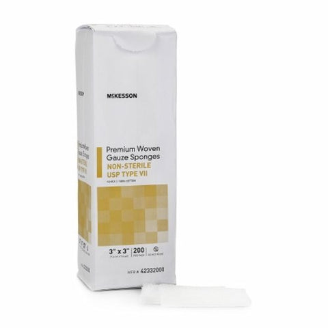McKesson, USP Type VII Gauze Sponge McKesson Cotton 12-Ply 3 X 3 Inch Square NonSterile, Pack Of 200