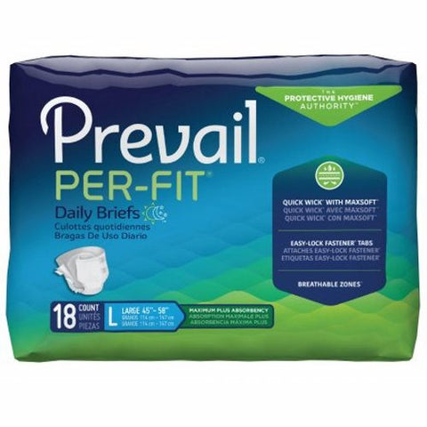 First Quality, Unisex Adult Incontinence Brief Per-Fit Maximum Plus Large Disposable Heavy Absorbency, Case Of 4