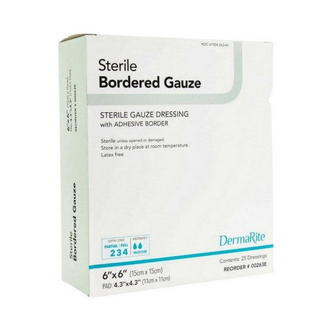 DermaRite, Adhesive Dressing 6 X 6 Inch Gauze Sterile, Box Of 25 DermaRite