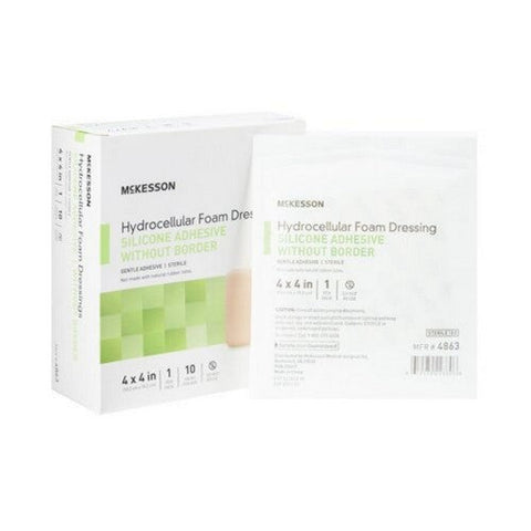McKesson, Silicone Foam Dressing McKesson 4 X 4 Inch Square Silicone Gel Adhesive without Border Sterile, 1 Sterile