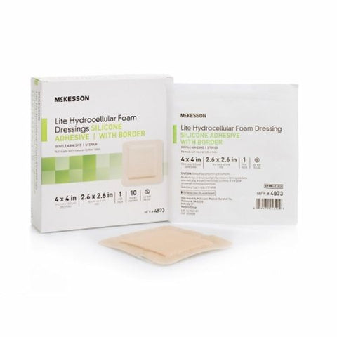 McKesson, Thin Silicone Foam Dressing 4X4 Inch Sterile, 1 Each