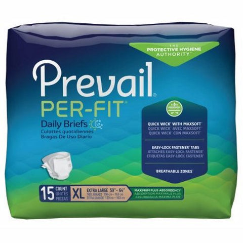 First Quality, Unisex Adult Incontinence Brief Per-Fit Maximum Plus X-Large Disposable Heavy Absorbency, Count of 15