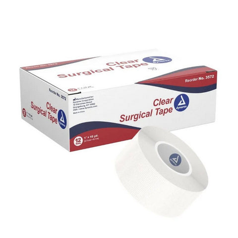 Dynarex, Medical Tape Dynarex  Porous 1 Inch X 10 Yard Transparent NonSterile, Box Of 12