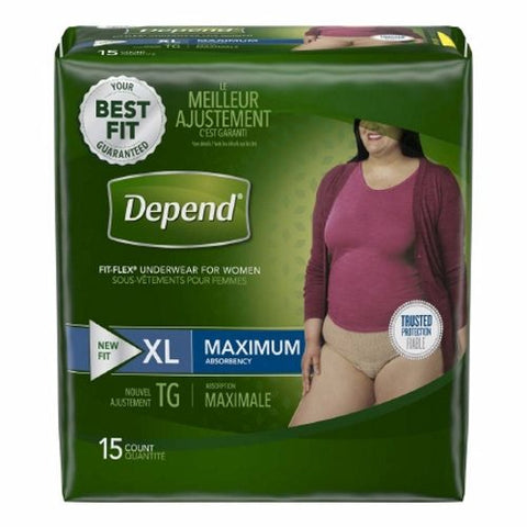 Kimberly Clark, Female Adult Absorbent Underwear Depend  FIT-FLEX  Pull On with Tear Away Seams X-Large Disposable H, Pack Of 15