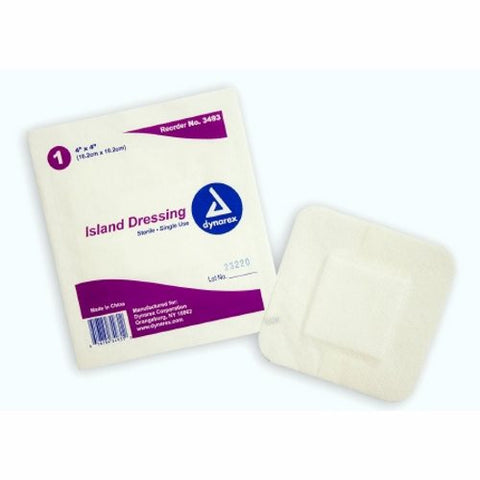 Dynarex, Adhesive Dressing Dynarex 4 X 4 Inch NonWoven / Cotton Square White Sterile, Case Of 6