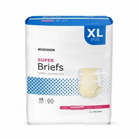 McKesson, Unisex Adult Incontinence Brief X-Large Disposable Moderate Absorbency, Count of 15