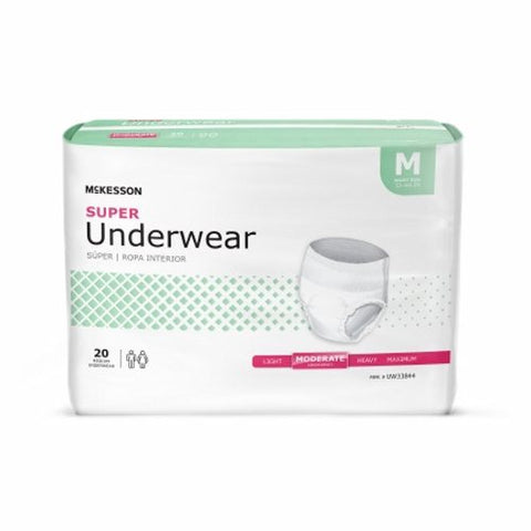 McKesson, Unisex Adult Absorbent Underwear Pull On with Tear Away Seams Medium Disposable Moderate Absorbency, Case Of 4