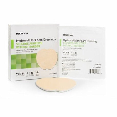 McKesson, Foam Dressing 7 X 7 Inch Without Border Film Backing Silicone Gel 4865, Box Of 10