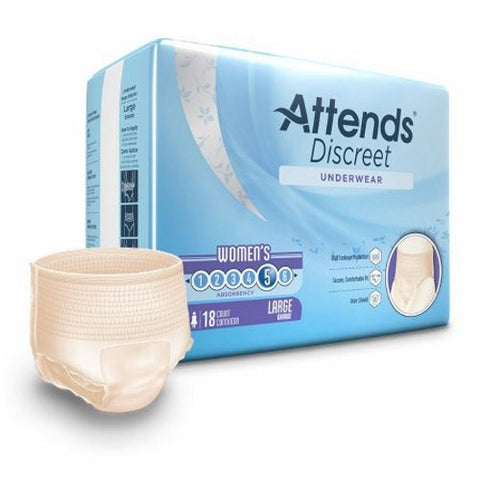 Attends, Female Adult Absorbent Underwear Discreet Pull On with Tear Away Seams Large, Case Of 4