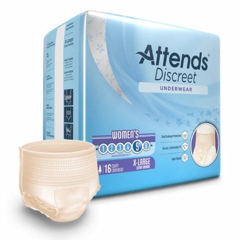 Attends, Female Adult Absorbent Underwear Discreet Pull On with Tear Away Seams X-Large, Case Of 4
