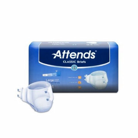Attends, Unisex Adult Incontinence Brief Large Disposable Heavy Absorbency BRB30, Count of 4