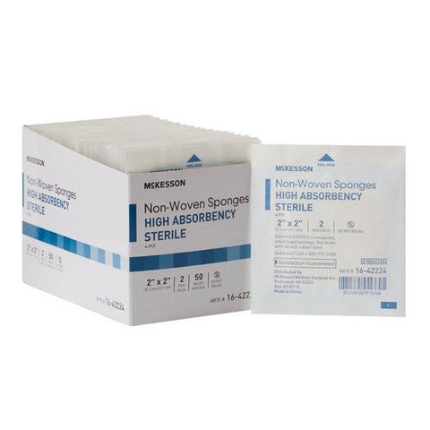 McKesson, NonWoven Sponge McKesson Polyester / Rayon 4-Ply 2 X 2 Inch Square Sterile, Case Of 30 McKesson