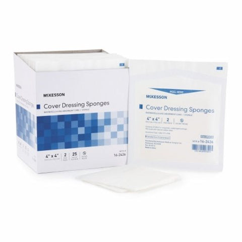 McKesson, Cellulose Filled Nonwoven Sponge 4 X 4 Inch Sterile 16-2436, Box Of 25