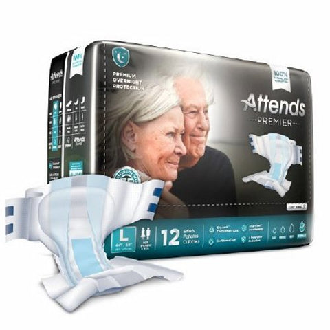 Attends, Premier Brief Unisex Adult Incontinence Large Disposable Heavy Absorbency, Case Of 4