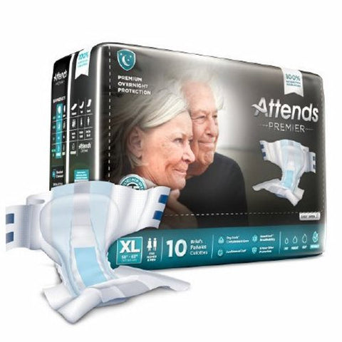 Attends, Premier Brief Unisex Adult Incontinence X-Large Disposable Heavy Absorbency, Count of 10