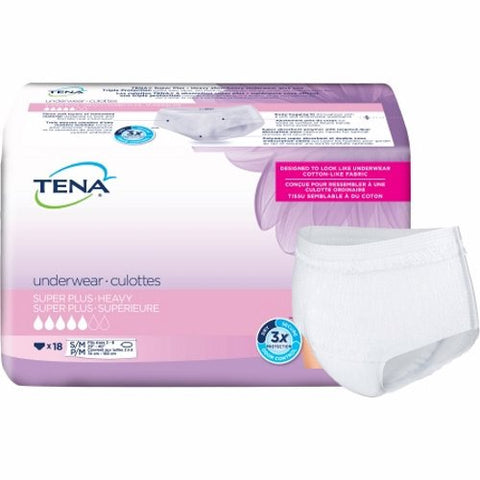 Tena, Women Super Plus Pull With Tear Adult Small And Medium Female Underwear, Count of 18