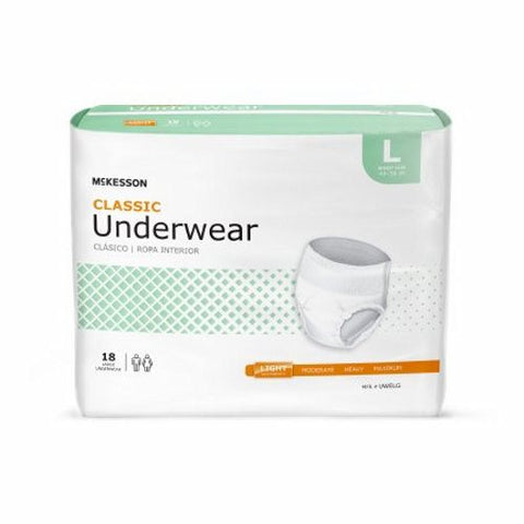 McKesson, Unisex Adult Absorbent Underwear Classic Pull On with Tear Away Seams Large Disposable Light Absorbency, Count of 1