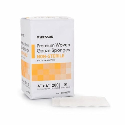 McKesson, Gauze Sponge 4 X 4 Inch 8-Ply NonSterile 44802000, Pack Of 200