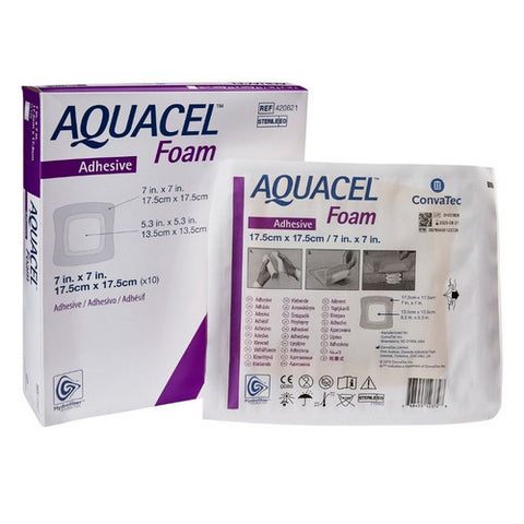 Convatec, Silicone Foam Dressing Aquacel  7 X 7 Inch Square Silicone Adhesive with Border Sterile, Box Of 10