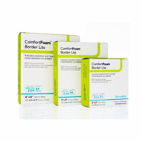 DermaRite, Thin Silicone Foam Dressing 2 X 2 Inch, Box Of 10