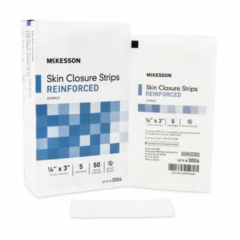 McKesson, Skin Closure Strip 1/8 X 3 Inch Nonwoven Material 3006, 1 Pack