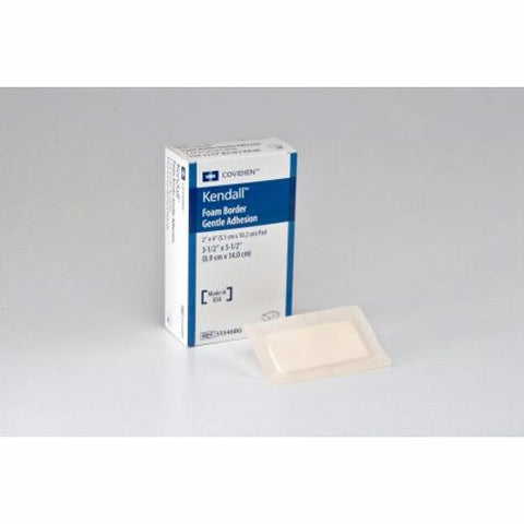 Cardinal, Foam Dressing 3-1/2 X 5-1/2 Inch With Border Film Backing Silicone 55546BG, Case Of 5