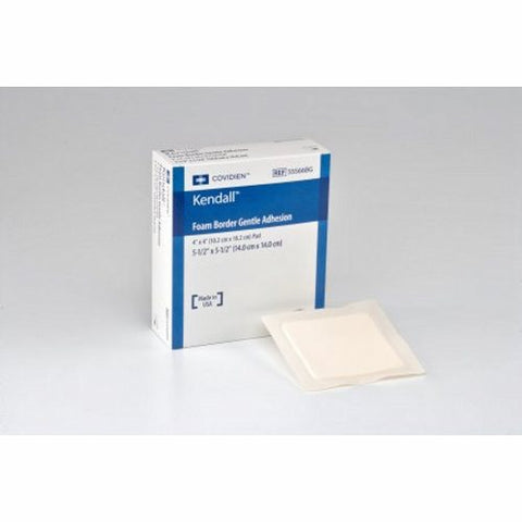 Cardinal, Foam Dressing 5-1/2 X 5-1/2 Inch With Border Film Backing Silicone 55566BG, Count of 1