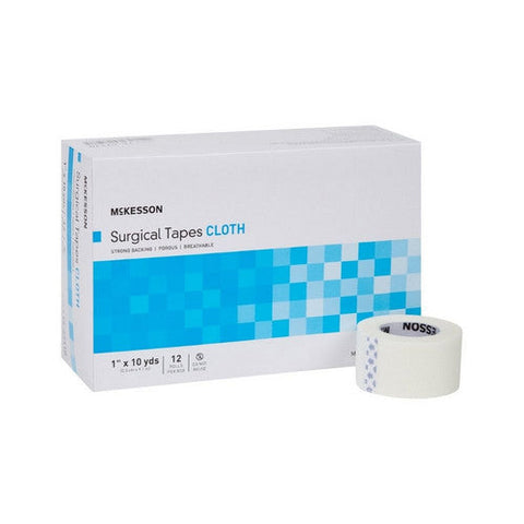 McKesson, Medical Tape White 1 Inch X 10 Yard Silk-Like Cloth NonSterile 16-47110, Box Of 12 McKesson