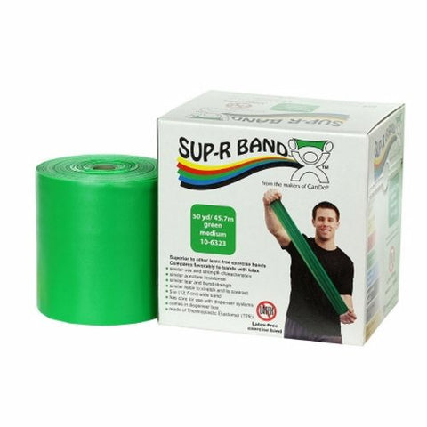 Fabrication Enterprises, Exercise Resistance Band, 5 Inch x 50 Yard, Medium, Green