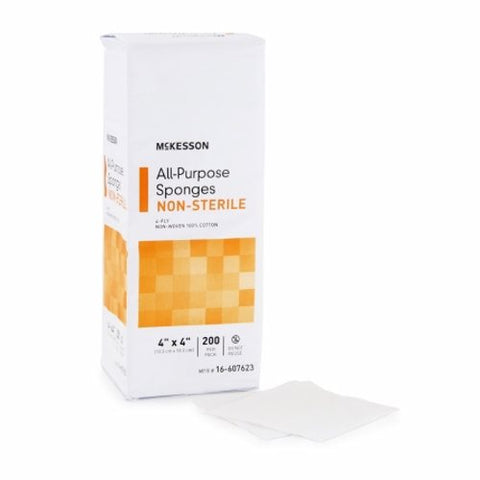 McKesson, Nonwoven Sponge 4 X 4 Inch 4-Ply NonSterile 16-607623, 1 Pack