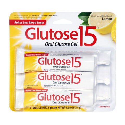 Perrigo, Glucose Supplement Glutose 15 3 per Pack Gel Lemon Flavor, Pack Of 3