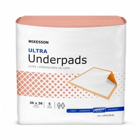 McKesson, Underpad McKesson Ultra 36 X 36 Inch Disposable Fluff / Polymer Heavy Absorbency, Count of 5