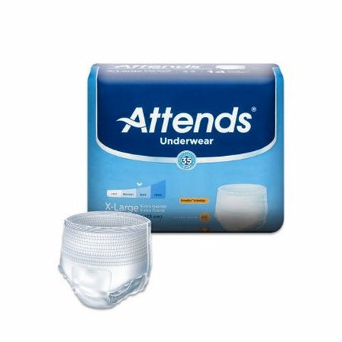 Attends, Unisex Adult Absorbent Underwear Pull On with Tear Away Seams X-Large, Case Of 4