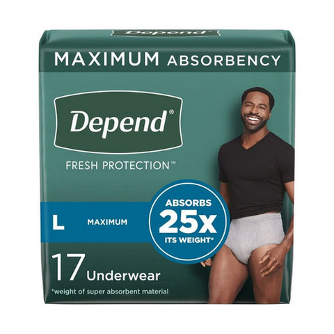 Kimberly Clark, Male Adult Absorbent Underwear Depend  FIT-FLEX  Pull On with Tear Away Seams Large Disposable Heavy, Case Of 2