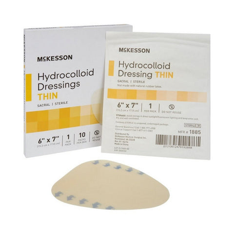 McKesson, Thin Hydrocolloid Dressing Film Backing 6 X 7 Inch Sacral Hydrocolloid 1885, Case Of 20