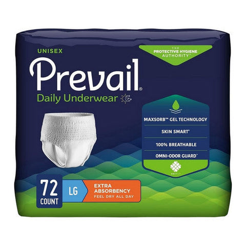 First Quality, Female Adult Absorbent Underwear Prevail  Daily Underwear Pull On with Tear Away Seams Large Disposa, Case Of 4 First Quality