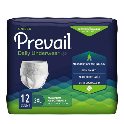 First Quality, Female Adult Absorbent Underwear Prevail  Daily Underwear Pull On with Tear Away Seams 2X-Large Disp, Case Of 4