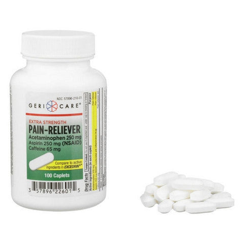 Sunmark, Pain Relief McKesson Brand 250 mg - 250 mg - 65 mg Strength Acetaminophen / Aspirin / Caffeine Caple, 100 Caplets Sunmark