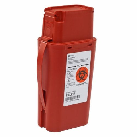 Cardinal, Sharps Transport Container SharpSafety 8-Â¾H X 2-Â½ D X 4-Â½ W Inch 1 Quart Red, 0.25 Gallons