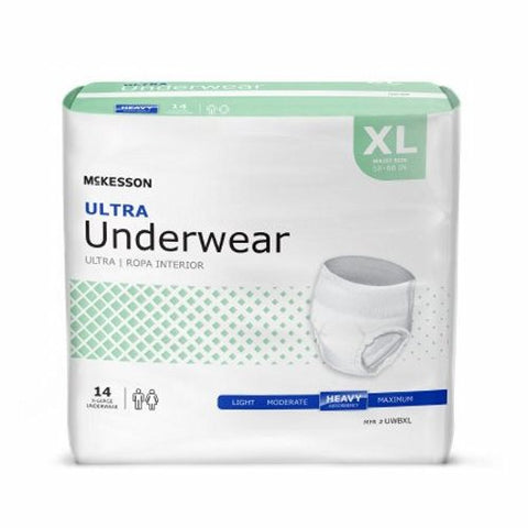 McKesson, Unisex Adult Absorbent Underwear Ultra Pull On with Tear Away Seams X-Large Disposable Heavy Absorbency, Count of 4