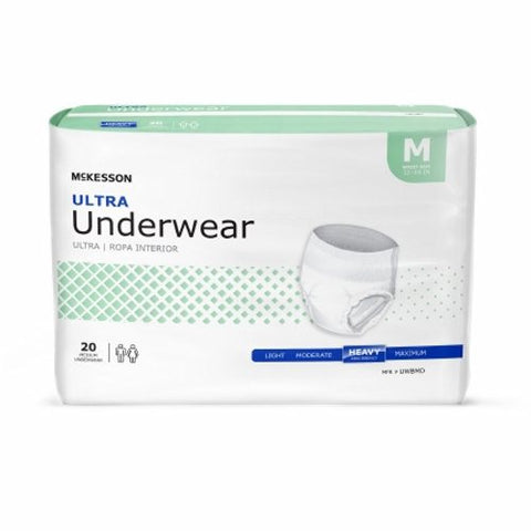 McKesson, Unisex Adult Absorbent Underwear Ultra Pull On with Tear Away Seams Medium Disposable Heavy Absorbency, Count of 1