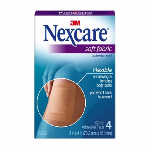 Nexcare, Adhesive Strip Nexcare 3 X 4 Inch Fabric Rectangle Tan, Pack Of 4