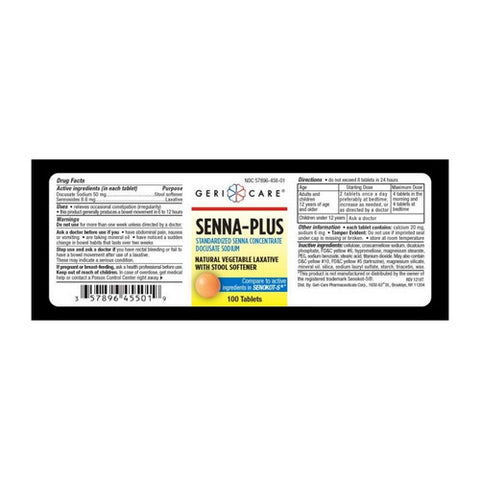 Gericare, Stool Softener Senna  Plus Tablet 1,000 per Bottle 50 mg - 8.6 mg Strength Docusate Sodium / Sennosi, Count of 1