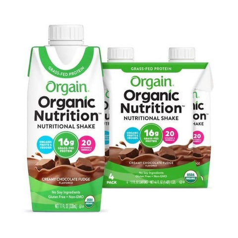 Orgain, Organic Nutritional Shake Creamy Chocolate Fudge Flavor Liquid Oral Supplement, Case Of 3