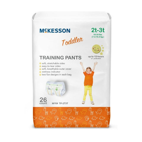 McKesson, Toddler Training Pants Pull On with Tear Away Seams Size 2T to 3T Disposable Heavy Absorbency, Count of 1