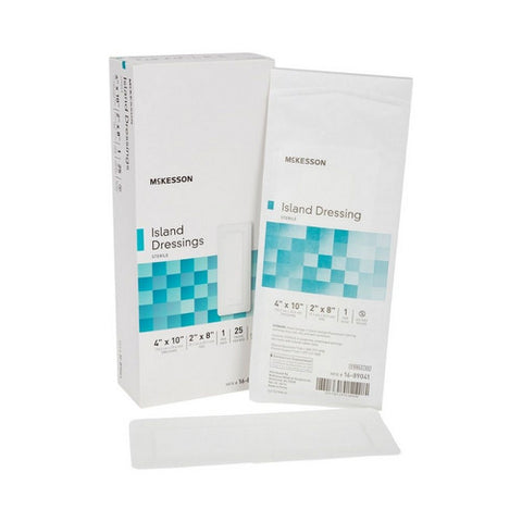 McKesson, Adhesive Dressing McKesson 4 X 10 Inch Polypropylene / Rayon Rectangle White Sterile, Count of 1