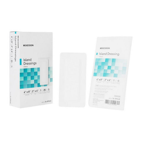 McKesson, Adhesive Dressing McKesson 4 X 8 Inch Polypropylene / Rayon Rectangle White Sterile, Box Of 25