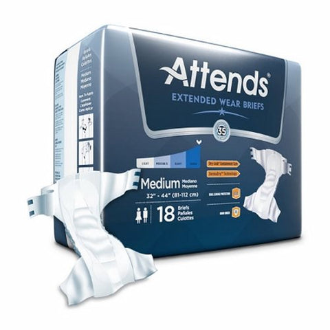 Attends, Attends Overnight Brief Unisex Adult Incontinence Medium Disposable Heavy Absorbency, Case Of 4