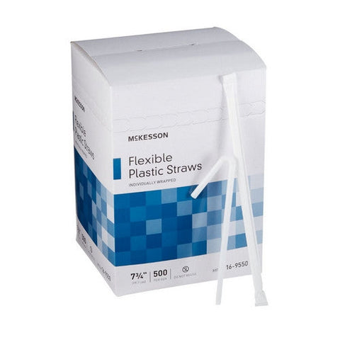 McKesson, Flexible Drinking Straw McKesson 7-3/4 Inch White Individually Wrapped, Case Of 20 McKesson