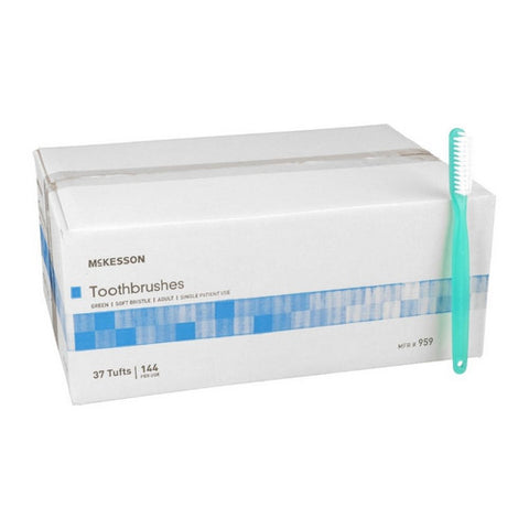McKesson, Toothbrush McKesson Green Adult Soft, Case Of 10